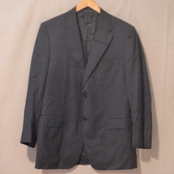 Canali Black Suit Jacket 2 Button Closure Wool Italy Men’s 54 Regular
